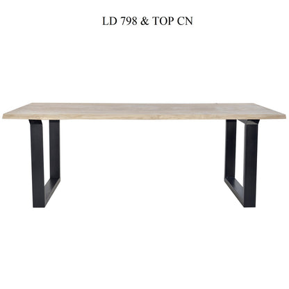 Plateau de table à bord naturel CN, format 180 × 100 × 4 cm, vue officielle 12. Autres meubles et décoration vendus séparément.
