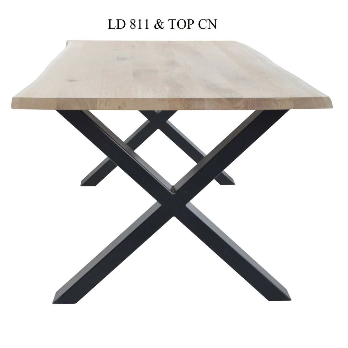 Plateau de table à bord naturel CN, format 200 × 100 × 4 cm, vue officielle 7. Autres meubles et décoration vendus séparément.