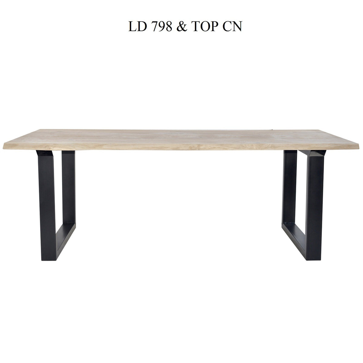 Plateau de table à bord naturel CN, format 260 × 100 × 4 cm, vue officielle 10. Autres meubles et décoration vendus séparément.