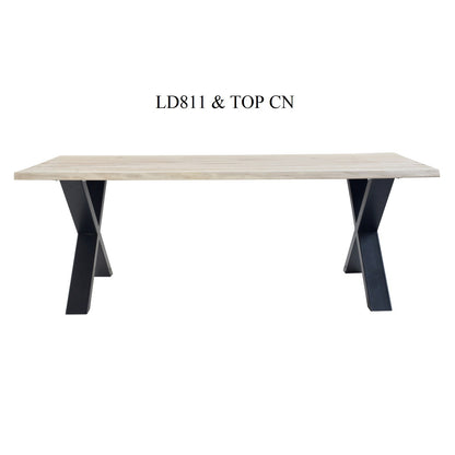 Pieds de table métalliques en X, lot de 2 LD811, format 89 x 74 (section metal 12x6 cm), vue officielle 6. Autres meubles et décoration vendus séparément.