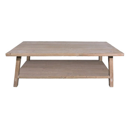 Table basse Anatole en pin recyclé D874, 120 × 60 × 40 cm, vue officielle 1. Autres meubles et décoration vendus séparément.