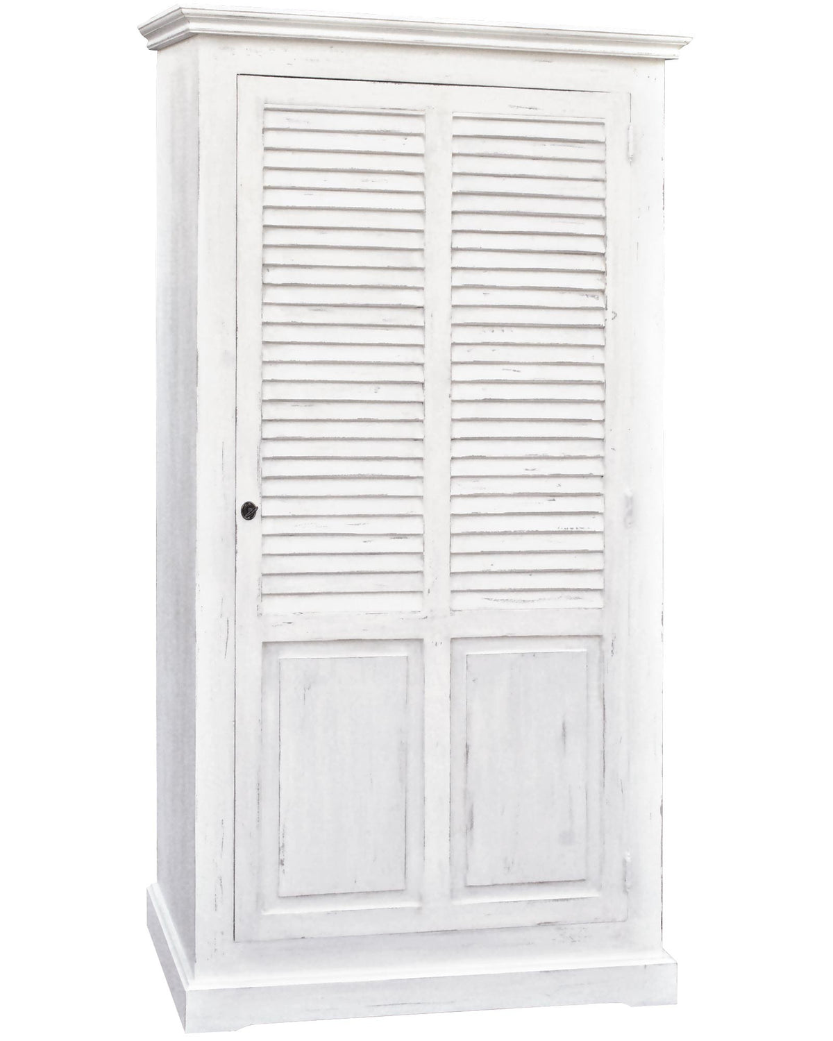 Bonnetière Solange Persienne, 1 porte D495, 96 × 50 × 190 cm, vue officielle 2. Autres meubles et décoration vendus séparément.