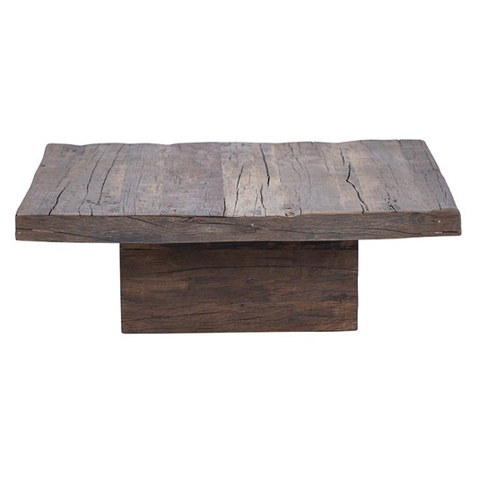 Table basse Pure en chêne recyclé D906, 90 × 90 × 30 cm, vue fabricant 1. Autres meubles et décoration vendus séparément.