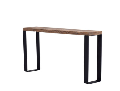 Console Alpa D923C en chêne recyclé, 180 × 35 × 80 cm, vue officielle 1. Autres meubles et décoration vendus séparément.