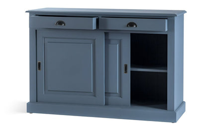 Buffet Ezane, 2 portes coulissantes et 2 tiroirs D215, 135 × 50 × 90 cm, vue officielle 5. Autres meubles et décoration vendus séparément.