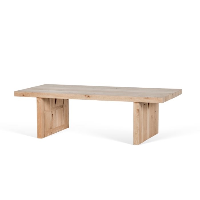 Table basse Victor en chêne recyclé D925C, 130 × 65 × 40 cm, vue fabricant 1. Autres meubles et décoration vendus séparément.
