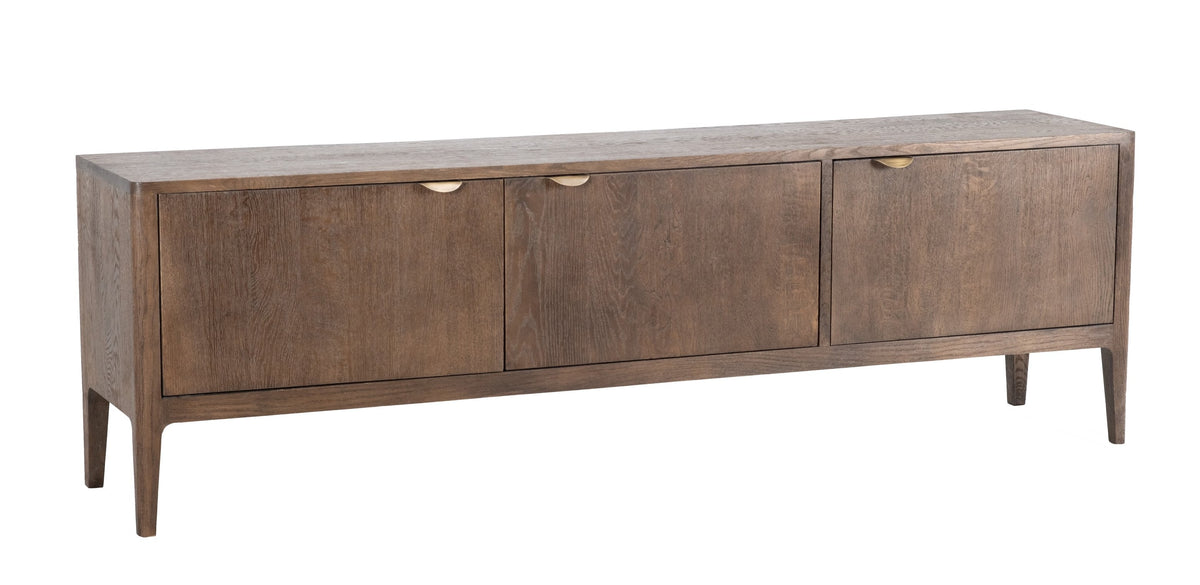 Buffet bas Ernest, 3 portes D944C, 180 × 38 × 56 cm, vue fabricant 2. Autres meubles et décoration vendus séparément.