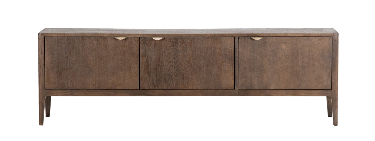 Buffet bas Ernest, 3 portes D944C, 180 × 38 × 56 cm, vue fabricant 1. Autres meubles et décoration vendus séparément.