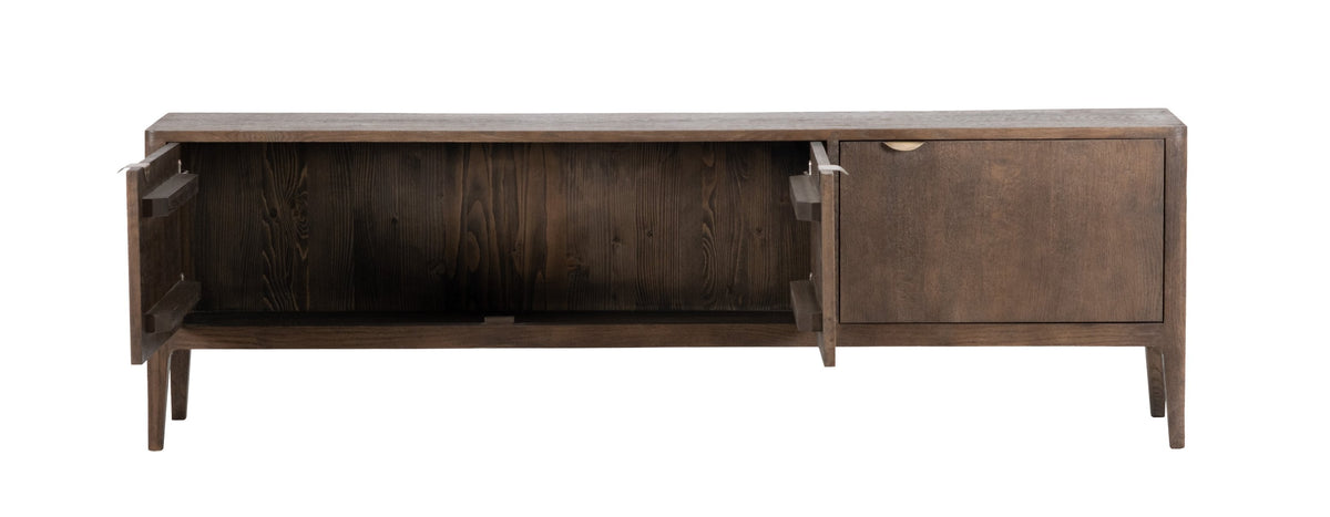 Buffet bas Ernest, 3 portes D944C, 180 × 38 × 56 cm, vue fabricant 3. Autres meubles et décoration vendus séparément.