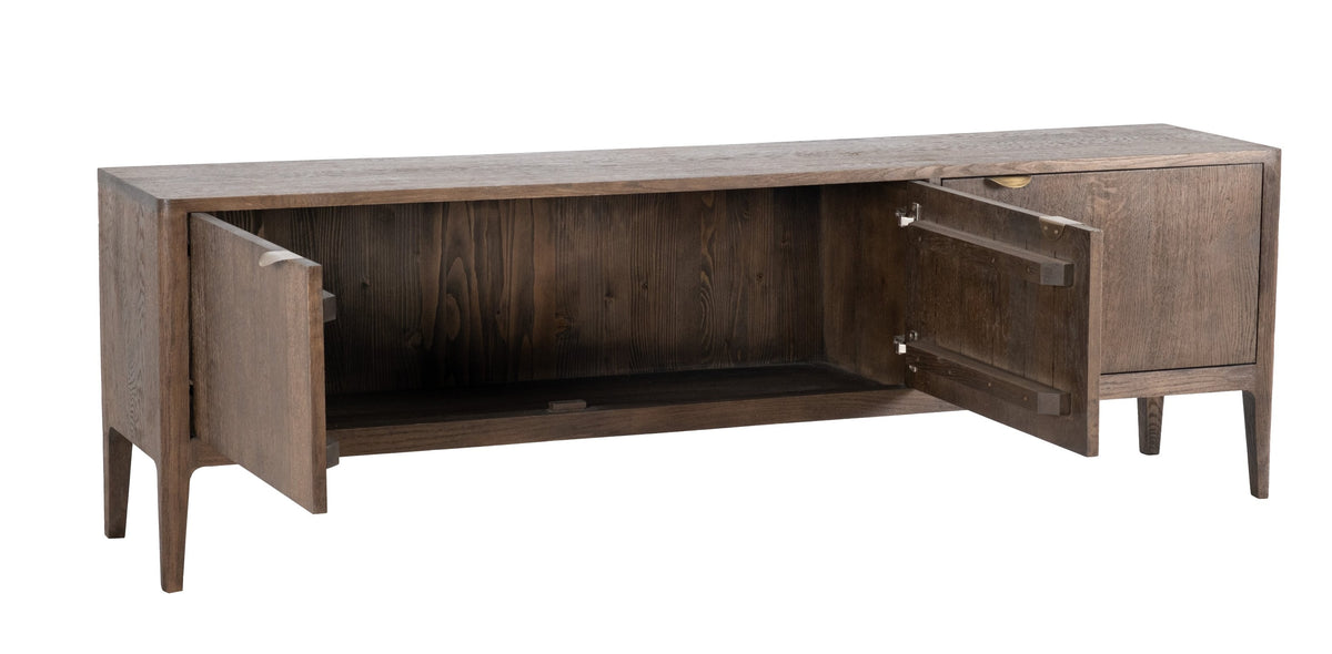 Buffet bas Ernest, 3 portes D944C, 180 × 38 × 56 cm, vue fabricant 5. Autres meubles et décoration vendus séparément.
