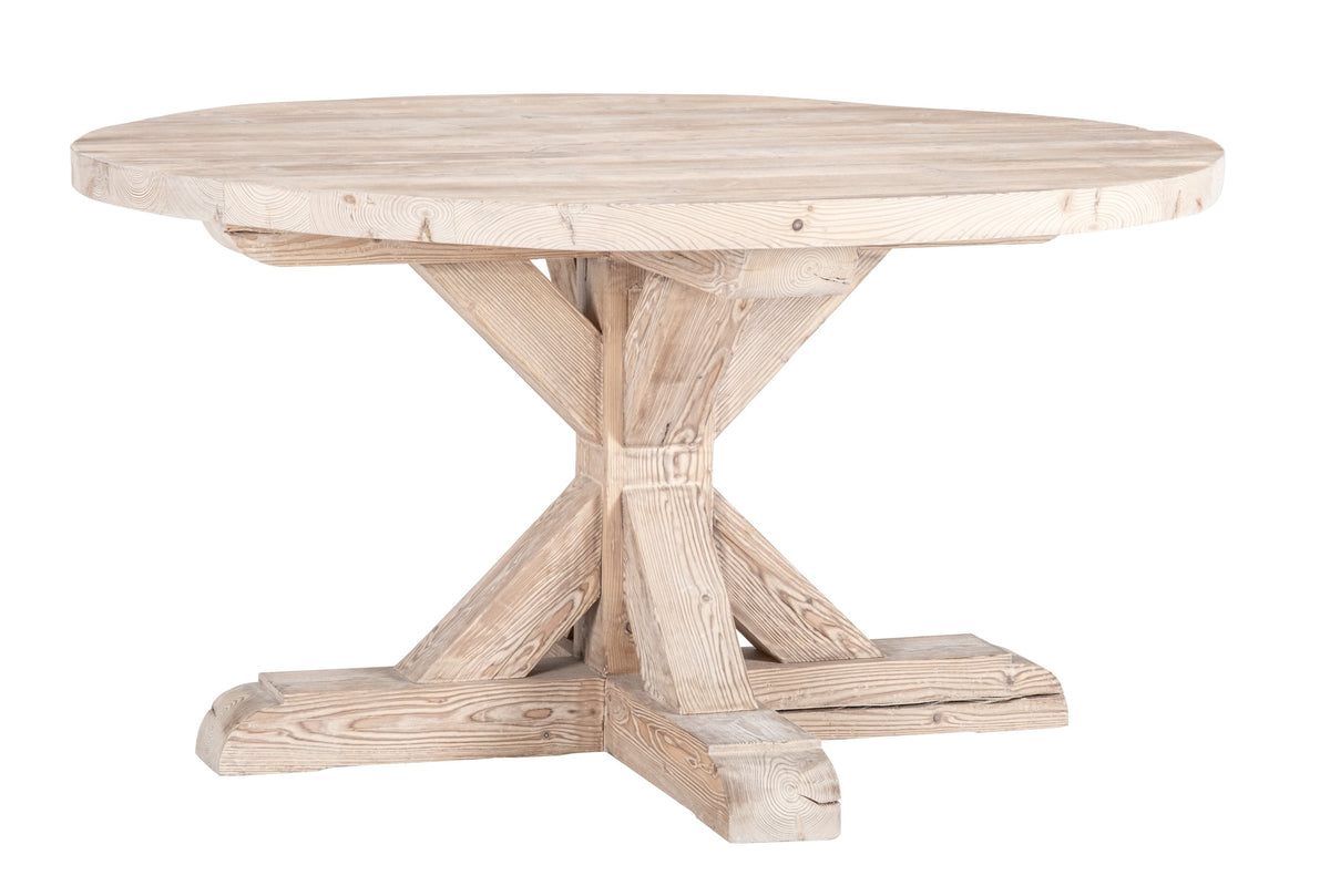 Table ronde Honoré D949BARN, format 140 × 140 × 75 cm, vue officielle 1. Autres meubles et décoration vendus séparément.