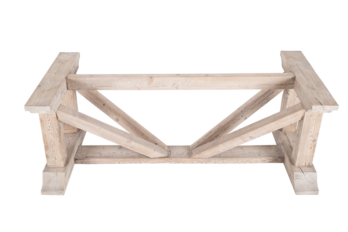 Piètement Honoré en pin recyclé LEG D947BARN, 190 × 90 × 70 cm, vue officielle 1. Autres meubles et décoration vendus séparément.