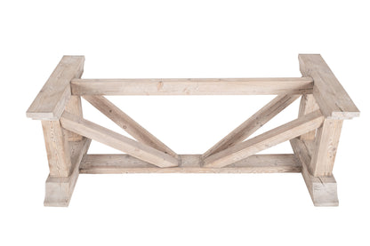 Piètement Honoré en pin recyclé LEG D947BARN, 190 × 90 × 70 cm, vue officielle 1. Autres meubles et décoration vendus séparément.