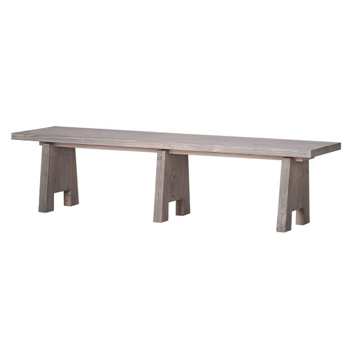 Banc Trapèze en pin D918, 180 × 50 × 45 cm, vue officielle 2. Autres meubles et décoration vendus séparément.