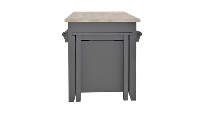 Vue 3 du centre de cuisine Rosiris C539 en pin, quatre portes et trois tiroirs, largeur 120 cm.