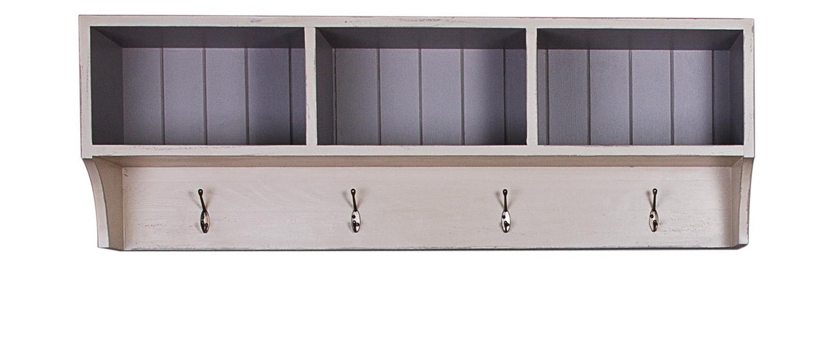 Étagère murale d’entrée avec porte-manteau D571 SUP, 127 × 28 × 43 cm, vue officielle 1. Autres meubles et décoration vendus séparément.