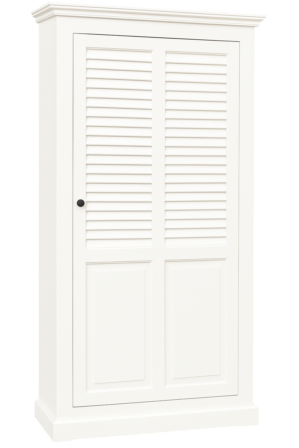 Bonnetière Solange Persienne, 1 porte D495, 96 × 50 × 190 cm, vue officielle 1. Autres meubles et décoration vendus séparément.