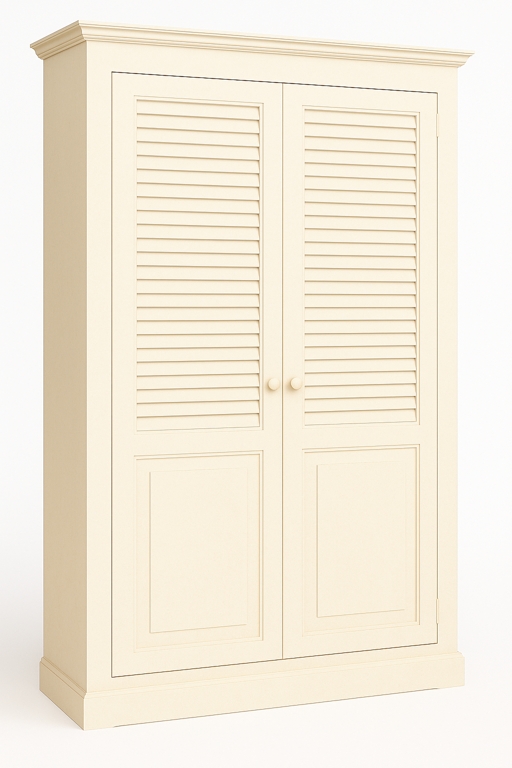 Armoire Solange Persienne, 2 portes D497, 120 × 50 × 190 cm, vue officielle 2. Autres meubles et décoration vendus séparément.