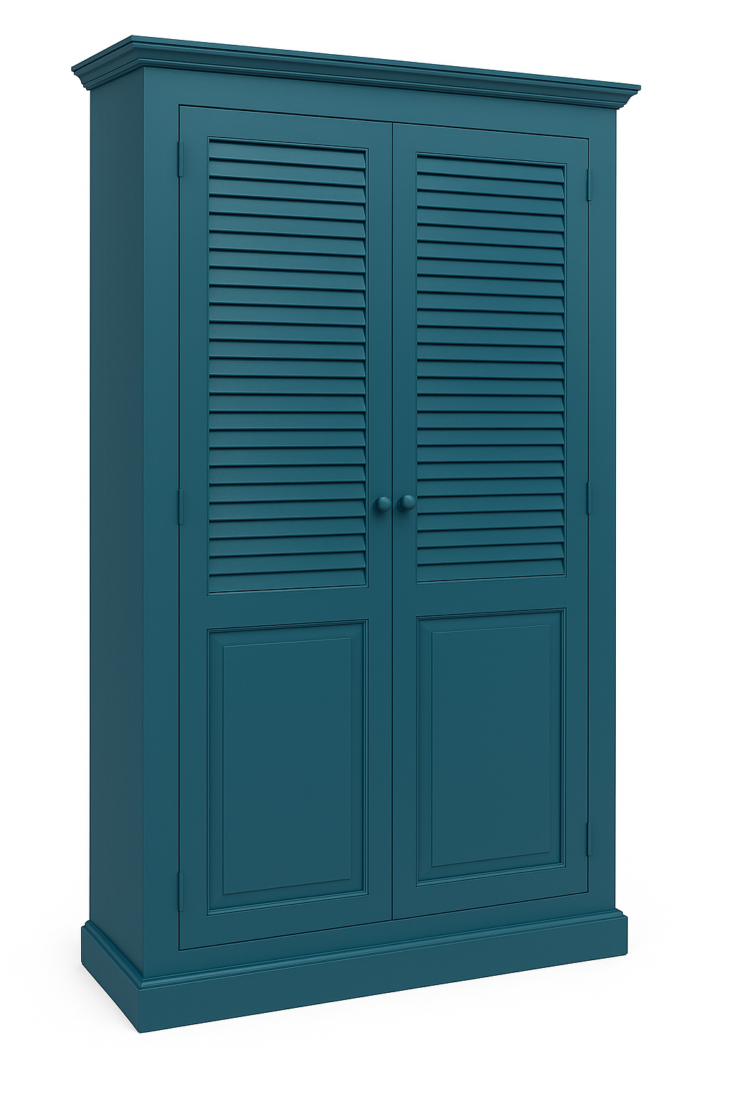 Armoire Solange Persienne, 2 portes D497, 120 × 50 × 190 cm, vue officielle 4. Autres meubles et décoration vendus séparément.