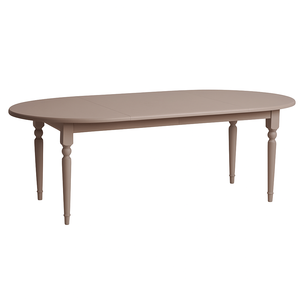 Table ronde à rallonges en pin D014, 116 × 116 × 78 cm, vue officielle 3. Autres meubles et décoration vendus séparément.