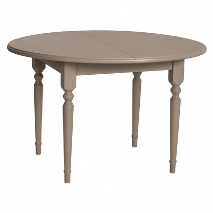 Table ronde à rallonges en pin D014, 116 × 116 × 78 cm, vue officielle 4. Autres meubles et décoration vendus séparément.