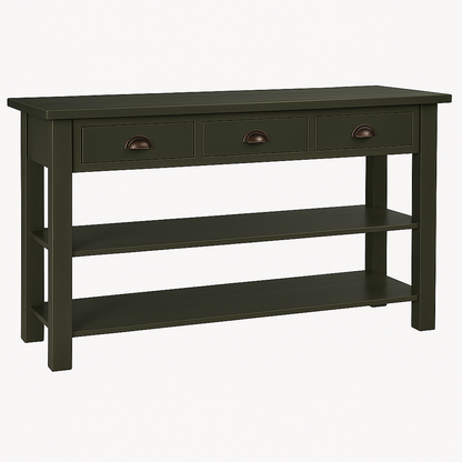 Console Camille, 3 tiroirs D244, 146 × 47 × 90 cm, vue officielle 4. Autres meubles et décoration vendus séparément.