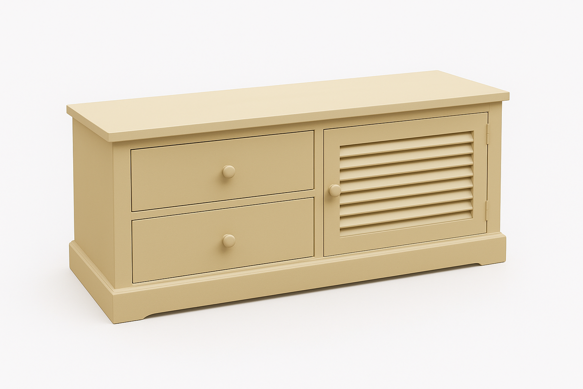 Commode Solange Persienne D493, 120 × 40 × 55 cm, vue officielle 2. Autres meubles et décoration vendus séparément.