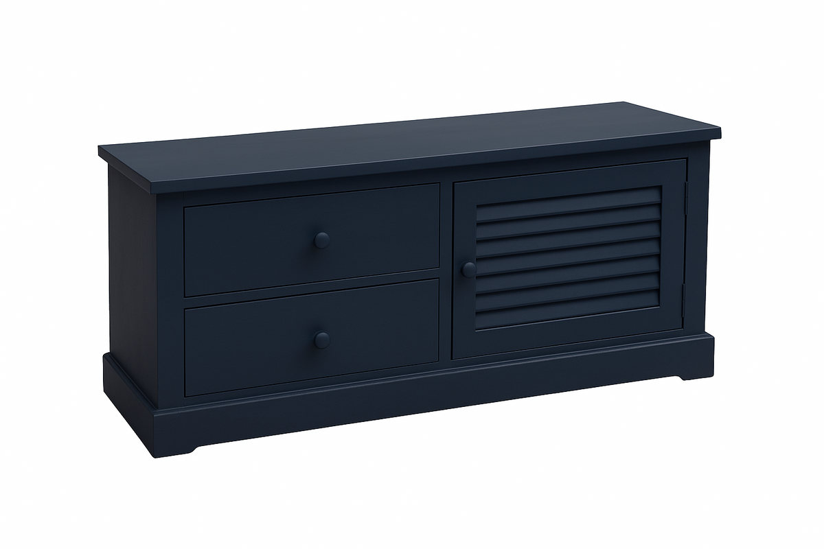Commode Solange Persienne D493, 120 × 40 × 55 cm, vue officielle 3. Autres meubles et décoration vendus séparément.