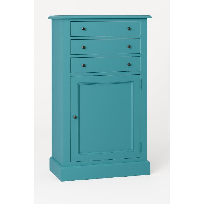 Meuble de rangement Gaspard, 1 porte et 3 tiroirs D607, 62 × 35 × 110 cm, vue officielle 2. Autres meubles et décoration vendus séparément.