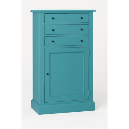 Meuble de rangement Gaspard, 1 porte et 3 tiroirs D607, 62 × 35 × 110 cm, vue officielle 2. Autres meubles et décoration vendus séparément.