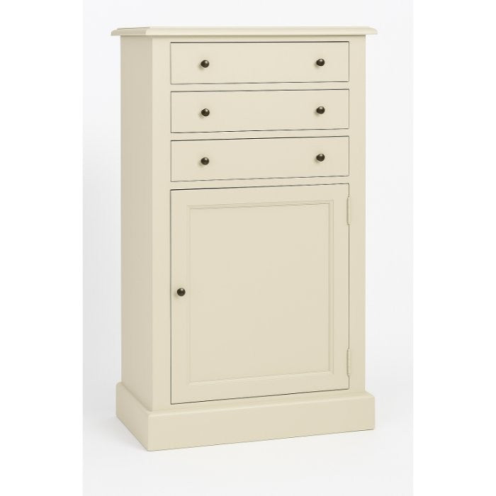 Meuble de rangement Gaspard, 1 porte et 3 tiroirs D607, 62 × 35 × 110 cm, vue officielle 3. Autres meubles et décoration vendus séparément.