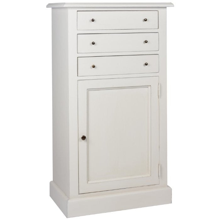 Meuble de rangement Gaspard, 1 porte et 3 tiroirs D607, 62 × 35 × 110 cm, vue officielle 1. Autres meubles et décoration vendus séparément.