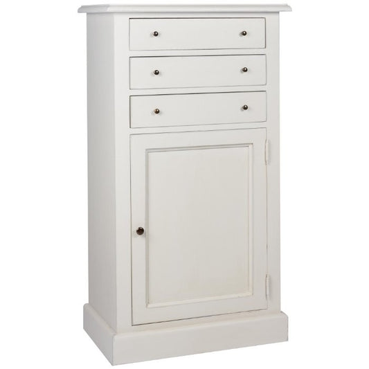 Meuble de rangement Gaspard, 1 porte et 3 tiroirs D607, 62 × 35 × 110 cm, vue officielle 1. Autres meubles et décoration vendus séparément.