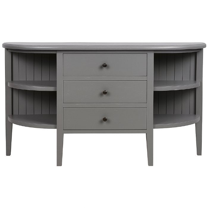 Console demi-lune Séraphine, 3 tiroirs D621, 130 × 35 × 78 cm, vue officielle 2. Autres meubles et décoration vendus séparément.