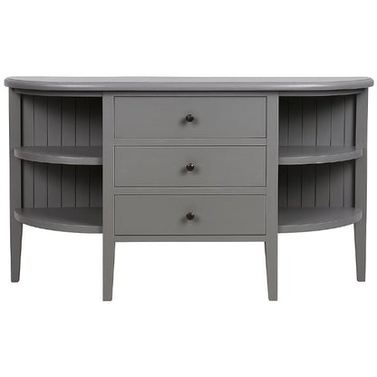 Console demi-lune Séraphine, 3 tiroirs D621, 130 × 35 × 78 cm, vue officielle 2. Autres meubles et décoration vendus séparément.