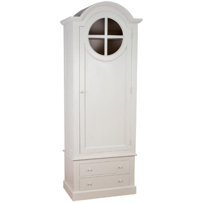 Bonnetière Manon, 1 porte et 2 tiroirs D675, 85 × 58 × 225 cm, vue officielle 1. Autres meubles et décoration vendus séparément.