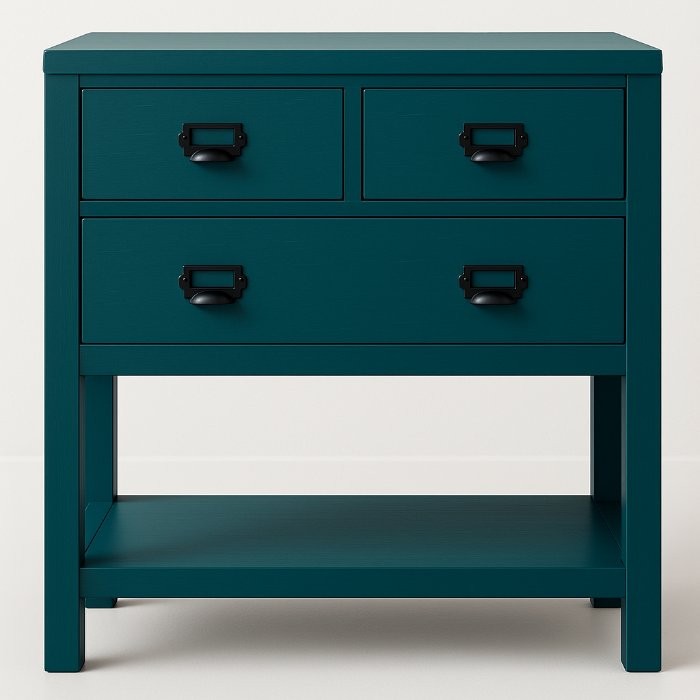 Buffet Portland, 3 tiroirs D772INF, 78 × 45 × 90 cm, vue officielle 3. Autres meubles et décoration vendus séparément.