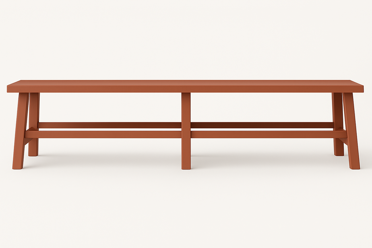 Banc Monastère D810, format 200 × 30 × 44 cm, vue officielle 2. Autres meubles et décoration vendus séparément.