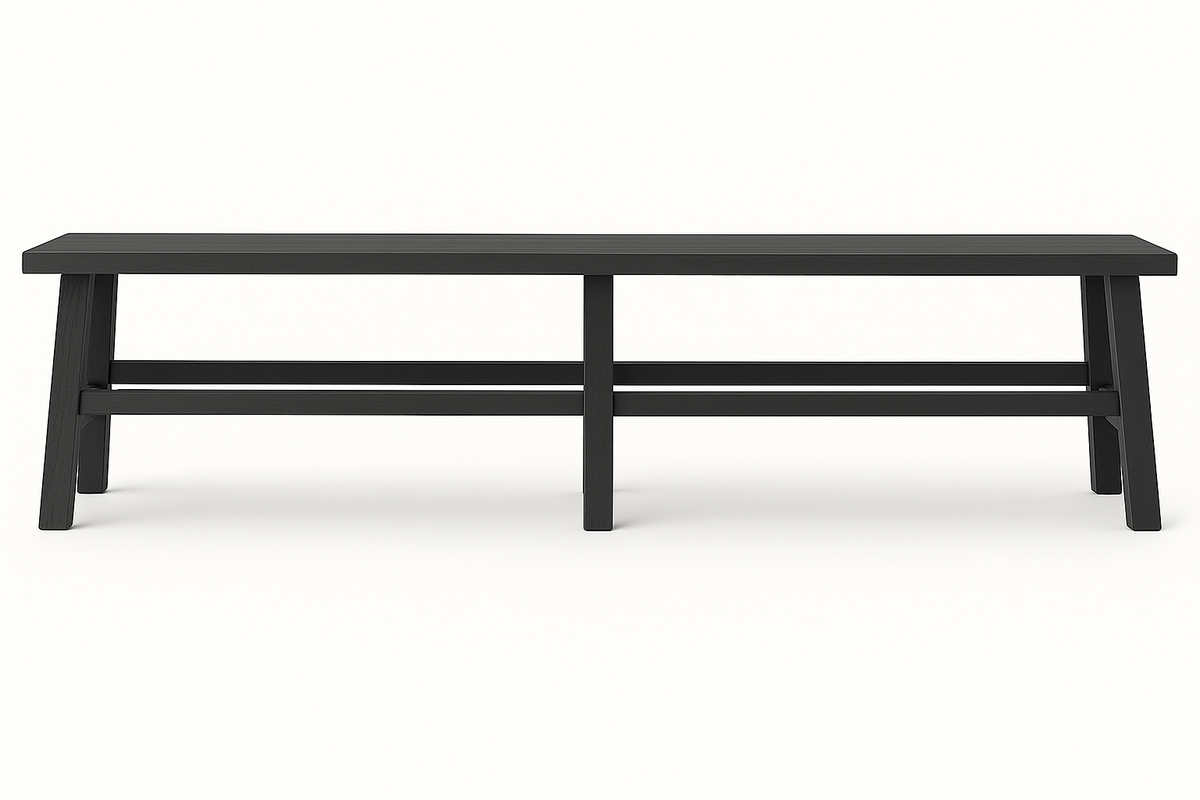 Banc Monastère D810, format 200 × 30 × 44 cm, vue officielle 4. Autres meubles et décoration vendus séparément.