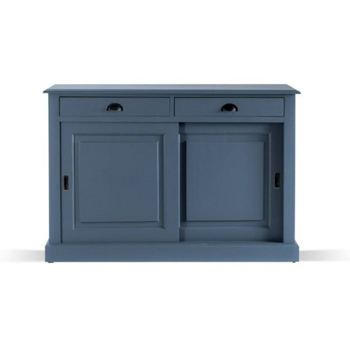 Buffet Ezane, 2 portes coulissantes et 2 tiroirs D215, 135 × 50 × 90 cm, vue officielle 4. Autres meubles et décoration vendus séparément.