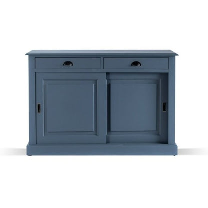 Buffet Ezane, 2 portes coulissantes et 2 tiroirs D215, 135 × 50 × 90 cm, vue officielle 4. Autres meubles et décoration vendus séparément.