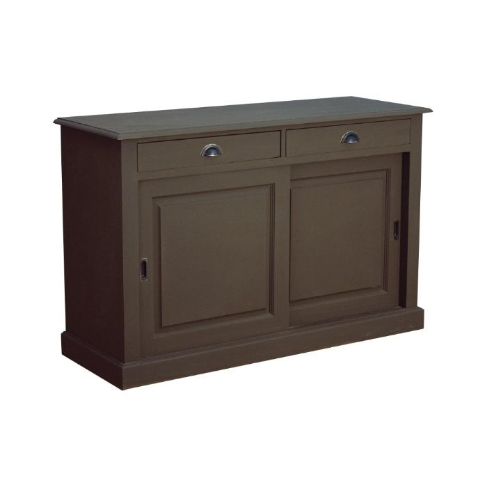 Buffet Ezane, 2 portes coulissantes et 2 tiroirs D215, 135 × 50 × 90 cm, vue officielle 8. Autres meubles et décoration vendus séparément.