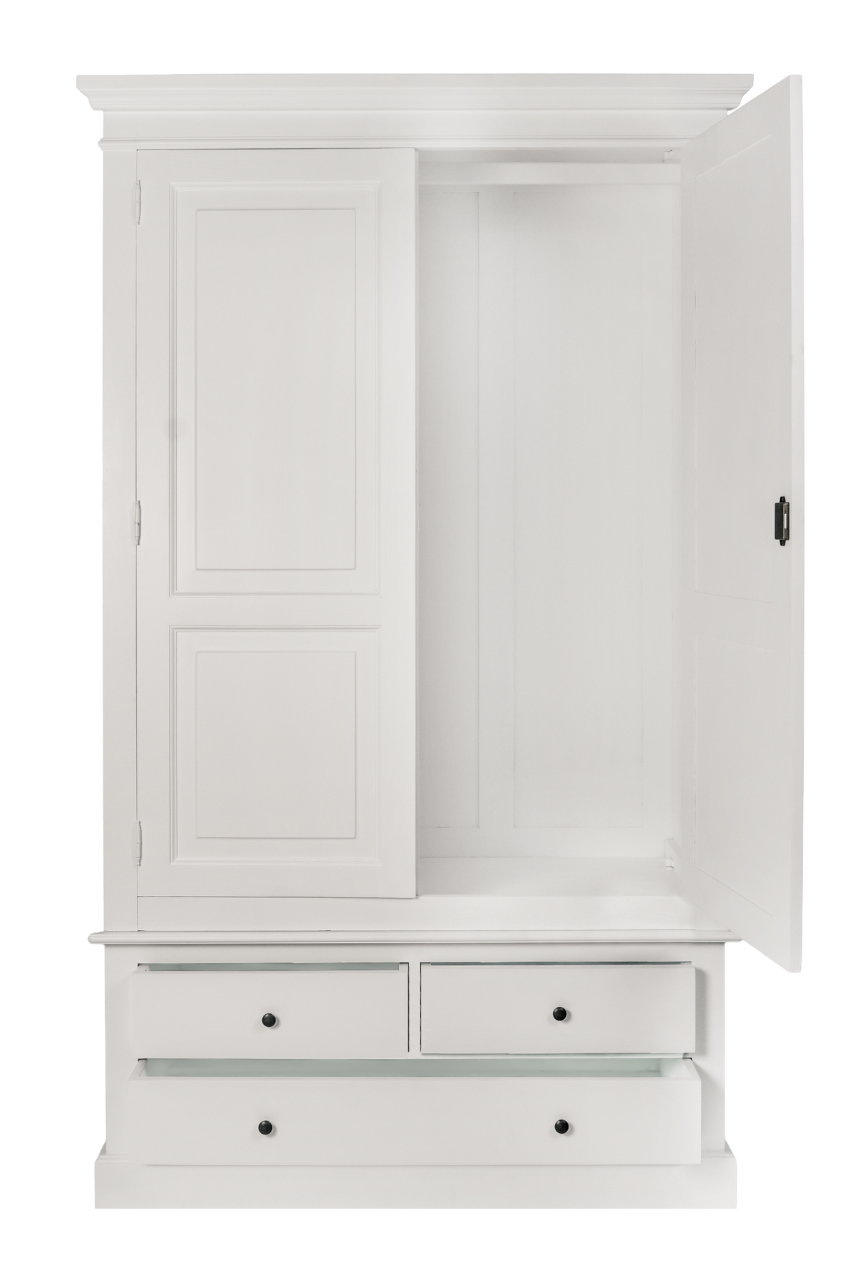 Armoire Solange, 2 portes et 3 tiroirs D045, 120 × 59 × 200 cm, vue officielle 4. Autres meubles et décoration vendus séparément.