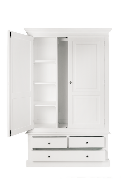 Armoire Solange, 2 portes et 3 tiroirs D045, 120 × 59 × 200 cm, vue officielle 5. Autres meubles et décoration vendus séparément.
