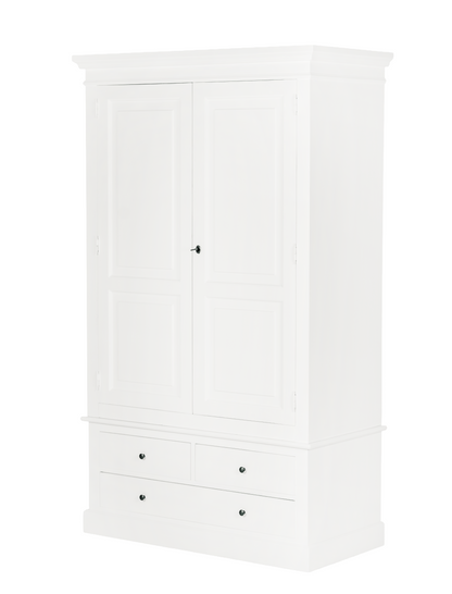 Armoire Solange, 2 portes et 3 tiroirs D045, 120 × 59 × 200 cm, vue officielle 6. Autres meubles et décoration vendus séparément.