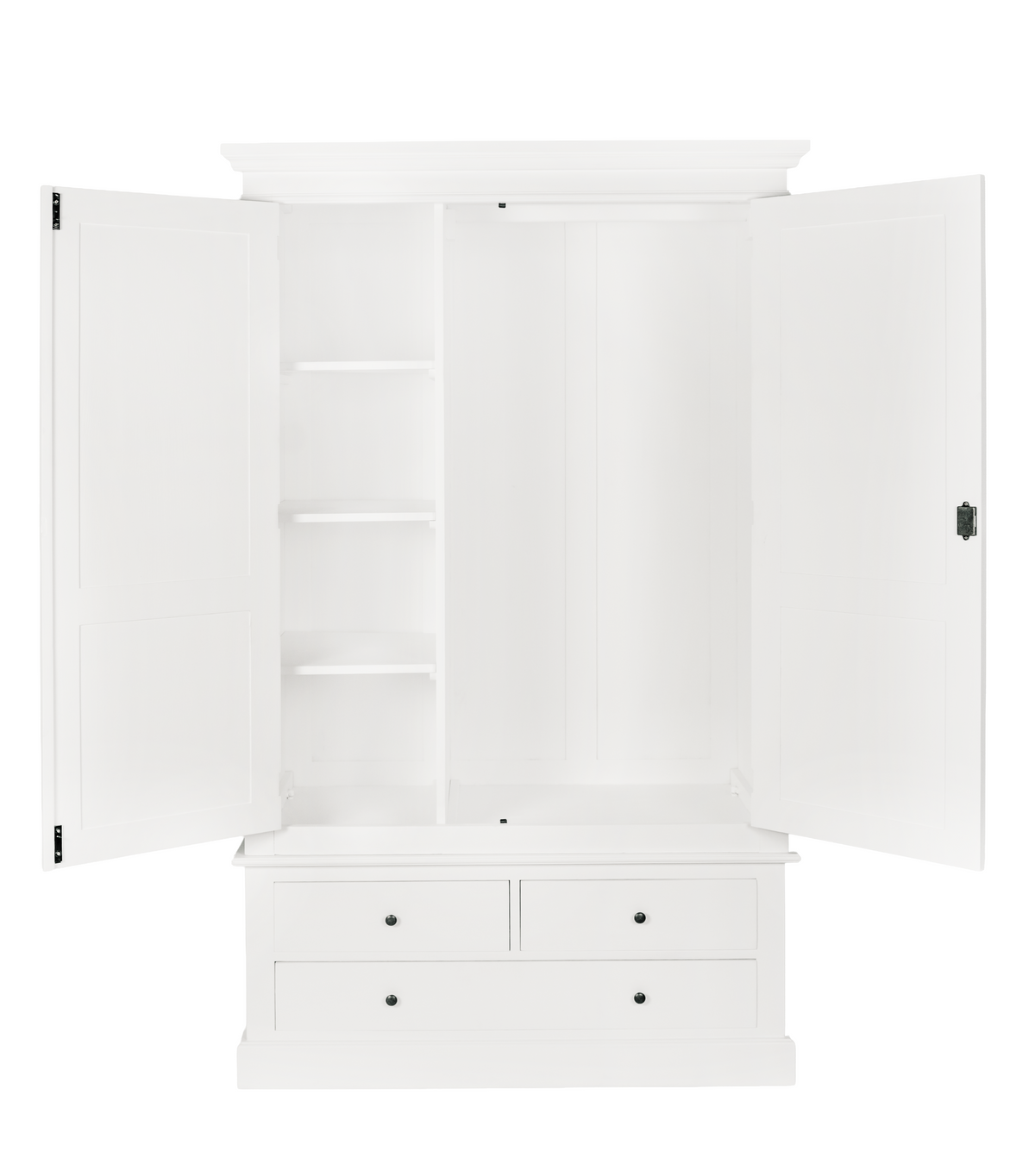 Armoire Solange, 2 portes et 3 tiroirs D045, 120 × 59 × 200 cm, vue officielle 7. Autres meubles et décoration vendus séparément.