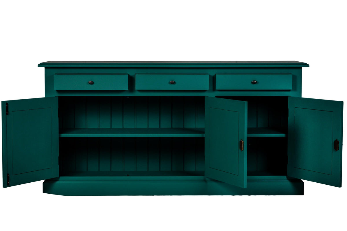 Enfilade Luberon, 3 portes et 3 tiroirs D088INF, 181 × 48 × 91 cm, vue officielle 2. Autres meubles et décoration vendus séparément.