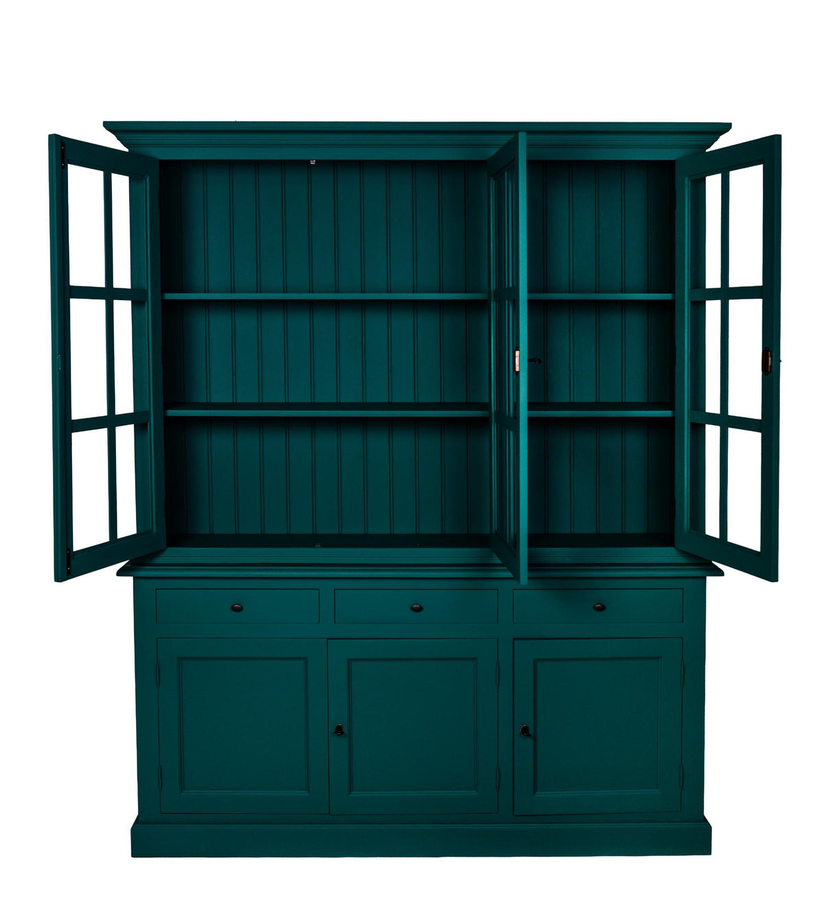 Vaisselier Luberon, 3 portes hautes D088, 185 × 48 × 222 cm, vue officielle 4. Autres meubles et décoration vendus séparément.