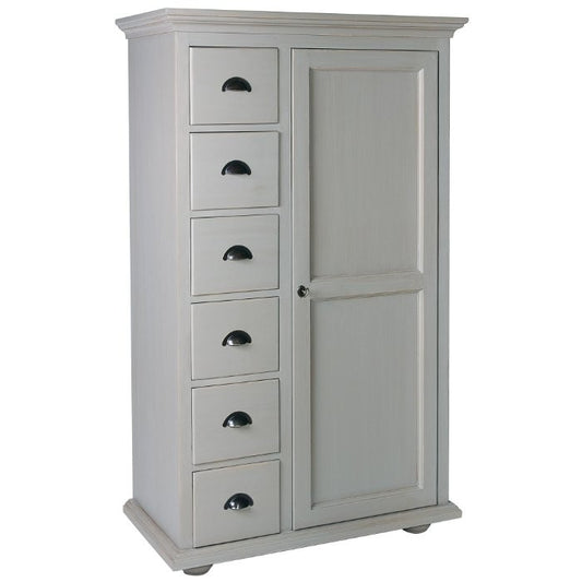 Farinier Rosiris D046 en pin massif, une porte et six tiroirs, 98 cm de large.