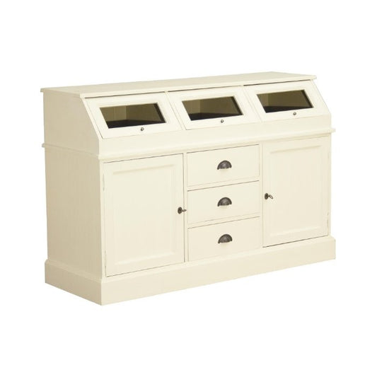 Buffet Rosiris D248INF en pin, deux portes et trois tiroirs, 147 cm de large.